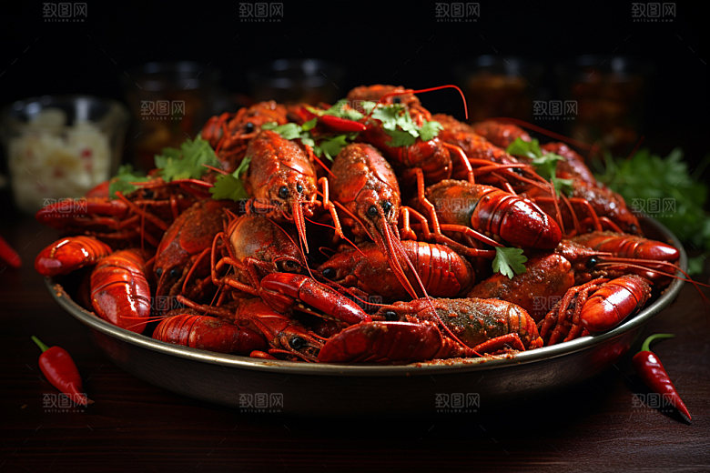 小龙虾河鲜夏日美食摄影图