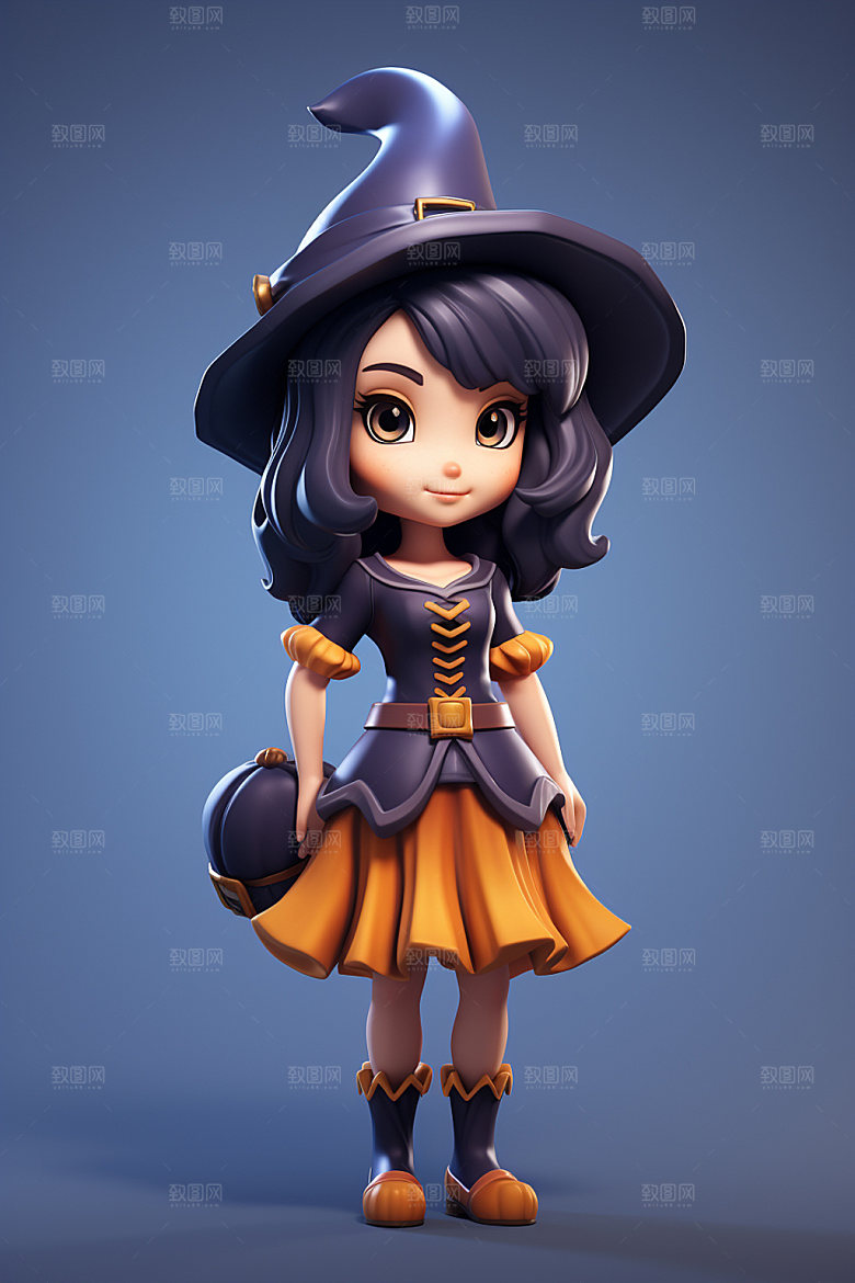 万圣节玩偶3D女孩模型