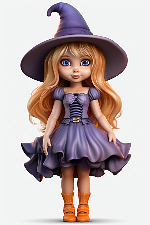 万圣节3D女巫女孩模型