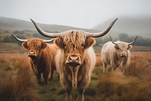 牦牛自然放牧摄影图