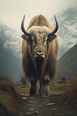 牦牛高清放牧摄影图