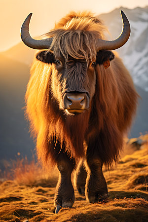 牦牛哺乳动物高清摄影图