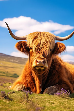 牦牛放牧哺乳动物摄影图