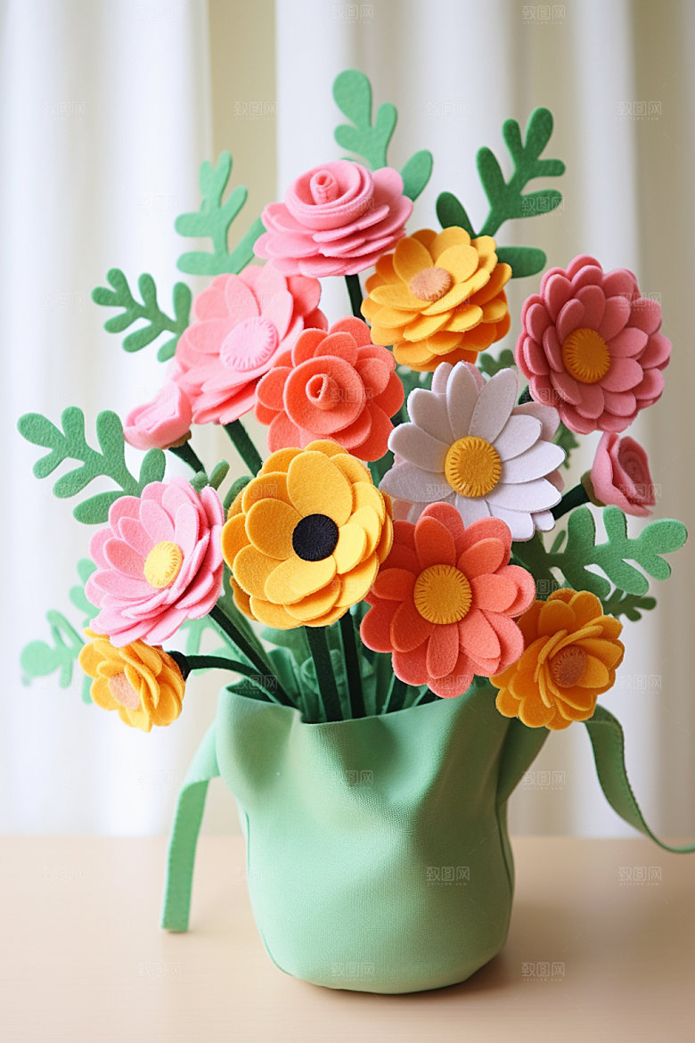 感恩节插画布艺花朵矢量素材