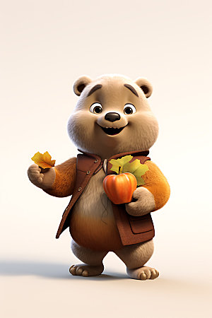 玩具熊3D自然模型