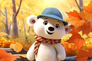 玩具熊可爱秋日模型