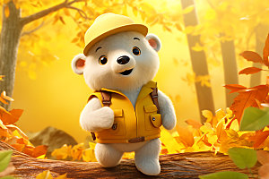 玩具熊童话秋日模型