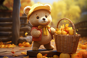 玩具熊自然秋天模型
