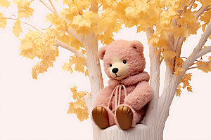 玩具熊童话秋天模型