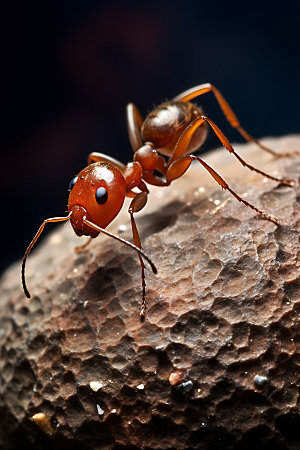 蚂蚁搬石头自然特写摄影图