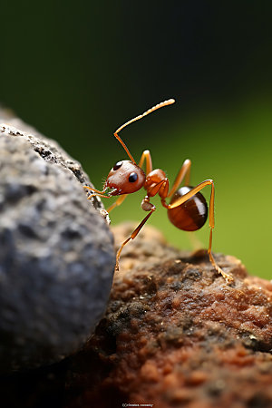 蚂蚁搬石头昆虫特写摄影图