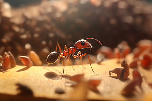 蚂蚁昆虫自然科学摄影图