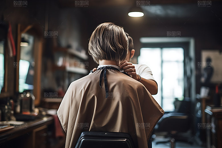 理发美发理发店场景时尚摄影图