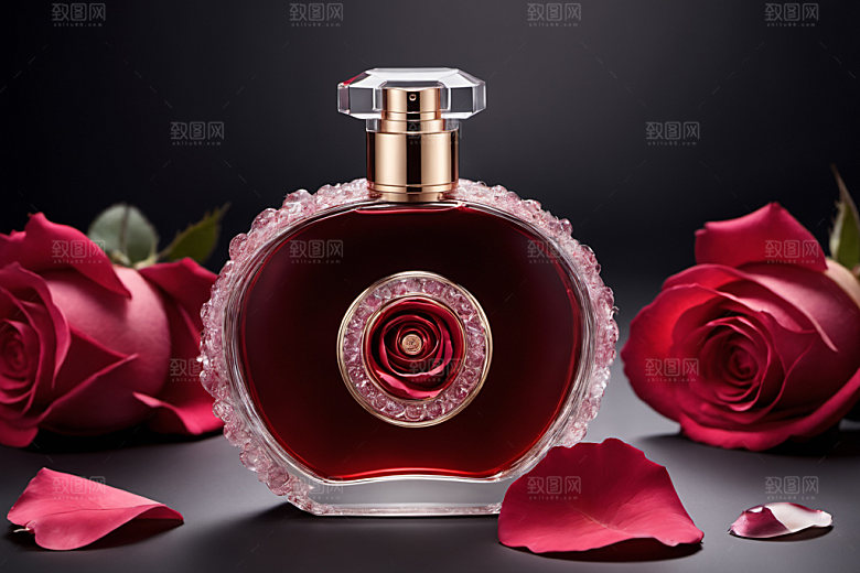 玫瑰香水立体美妆样机