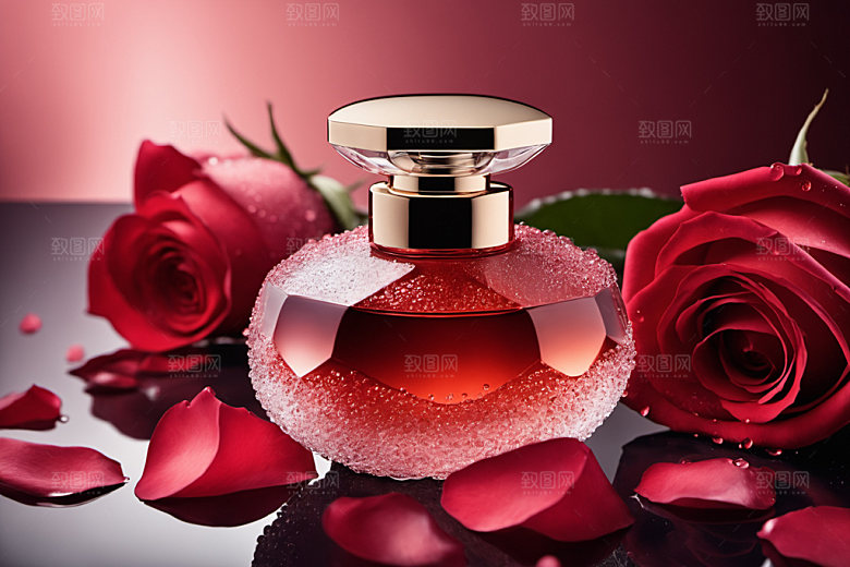 玫瑰香水美妆3D样机