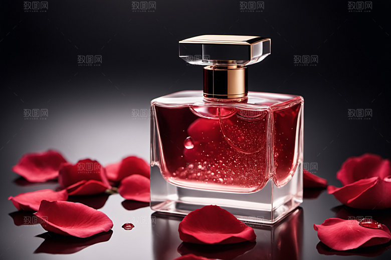 玫瑰香水大气化妆品样机