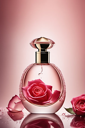 玫瑰香水3D化妆品样机