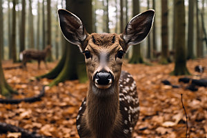 梅花鹿自然保护动物摄影图