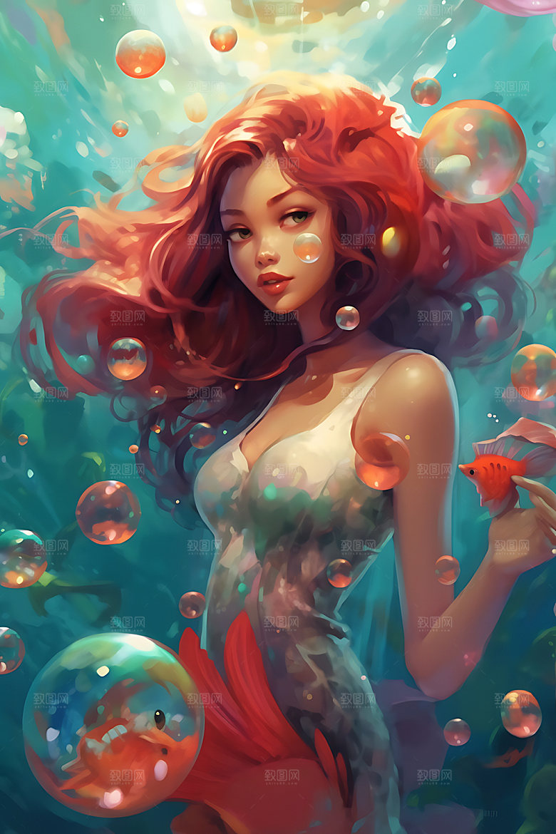 美人鱼童话海洋插画