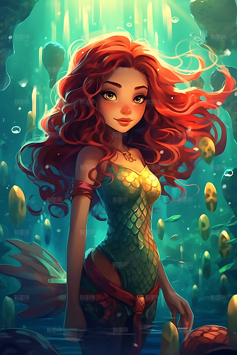 美人鱼灵动手绘插画