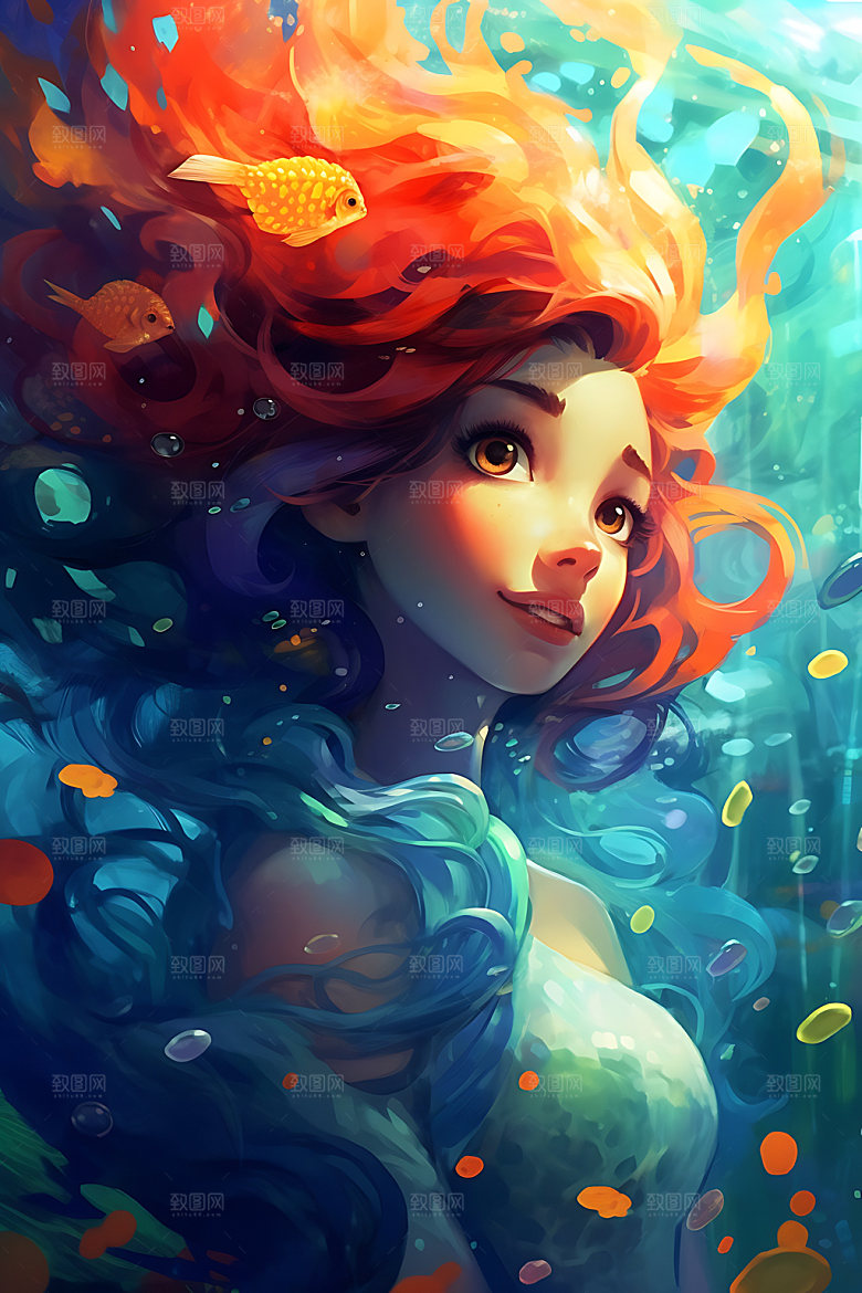 美人鱼唯美灵动插画