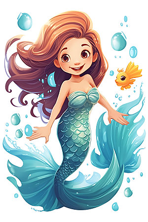 美人鱼童话海底世界插画