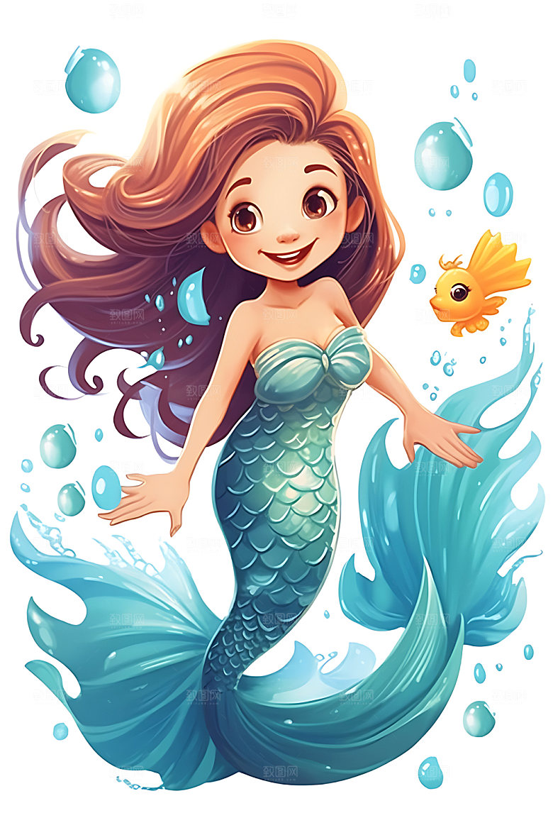 美人鱼童话海底世界插画