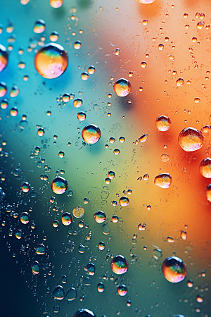 彩色雨滴透明水滴背景图