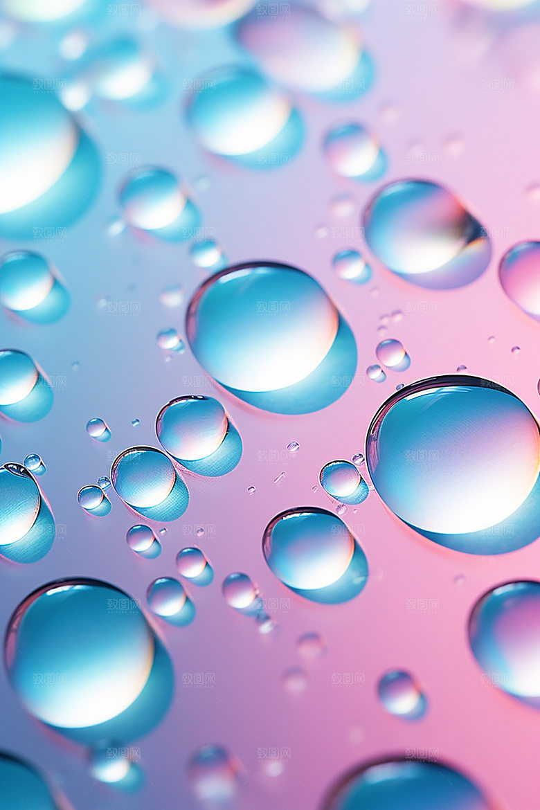 彩色雨滴质感水珠背景图