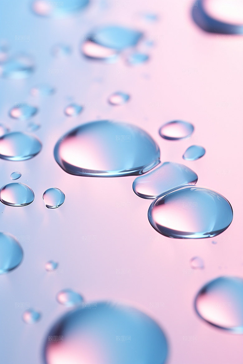 彩色雨滴通透水珠背景图