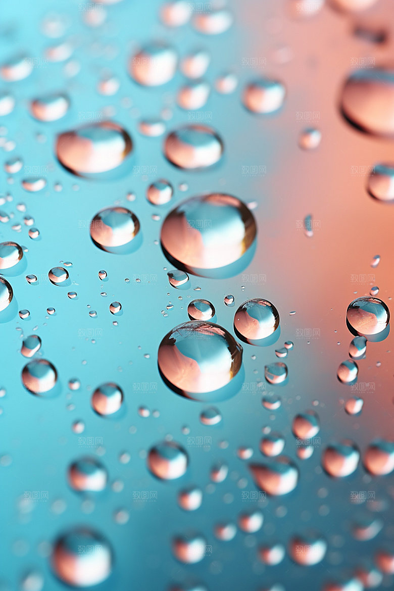 彩色雨滴水珠透明背景图