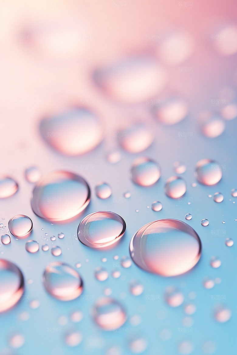 彩色雨滴水珠通透背景图
