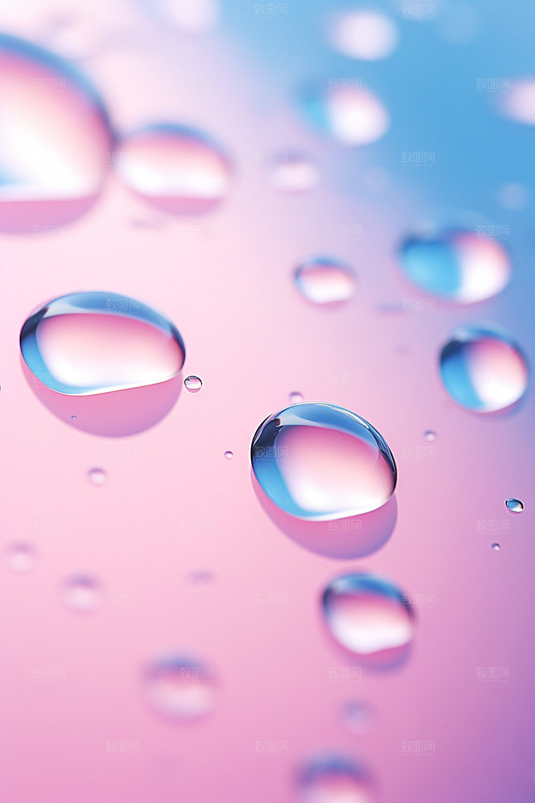 彩色雨滴水珠通透背景图