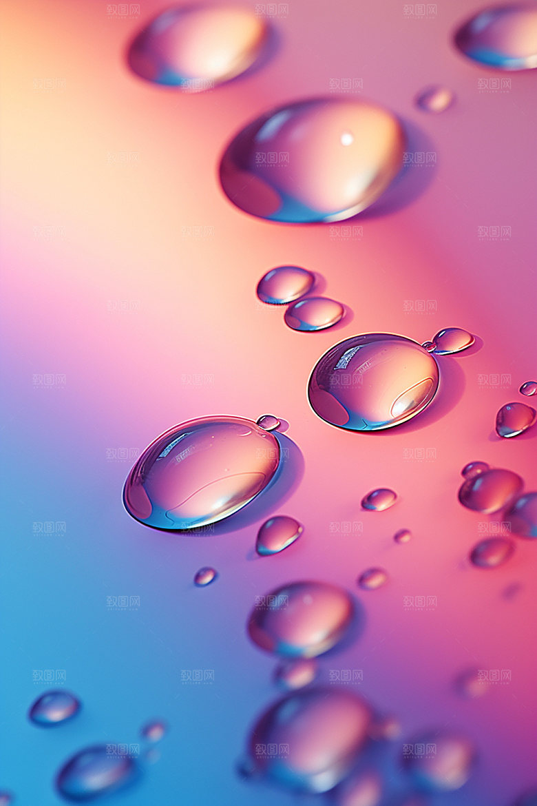 彩色雨滴水滴质感背景图