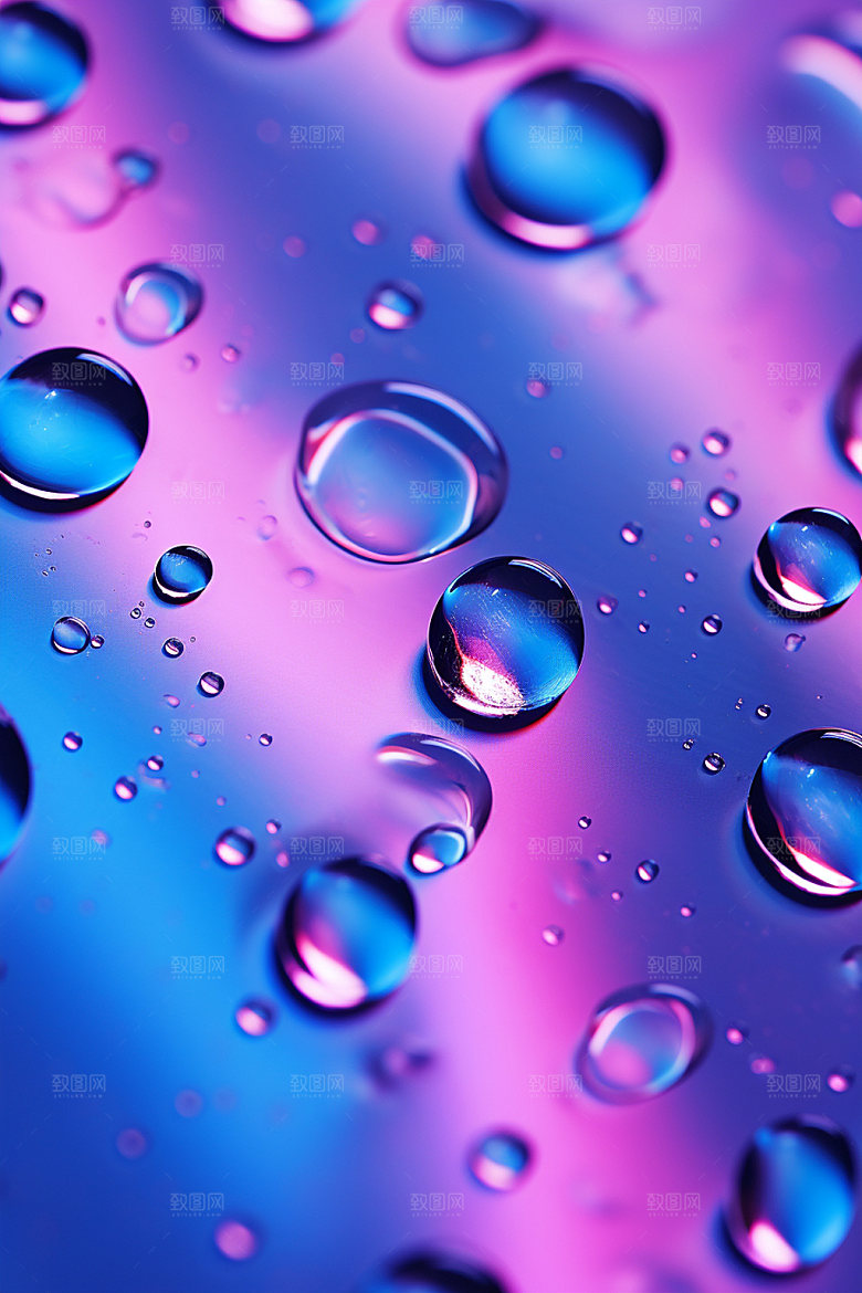 彩色雨滴透明水滴背景图