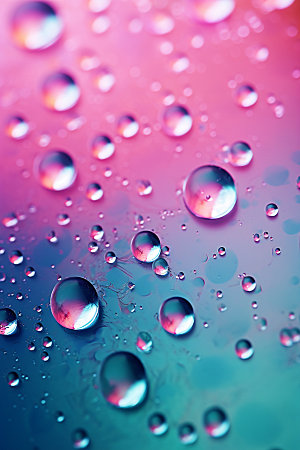 彩色雨滴质感透明背景图