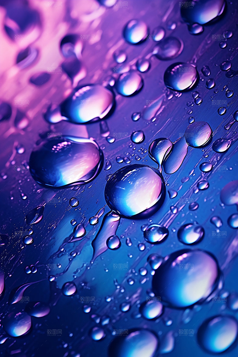 彩色雨滴元素透明背景图