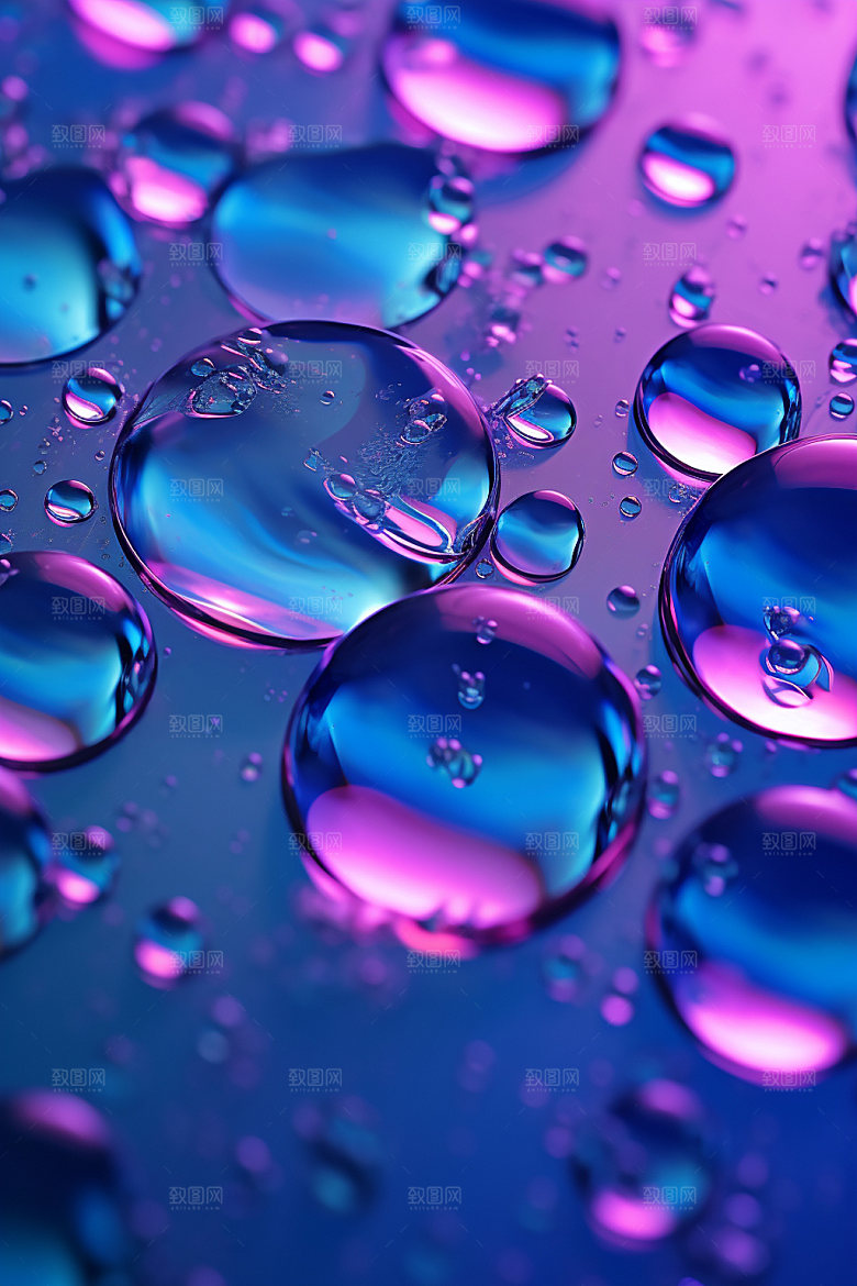 彩色雨滴质感水滴背景图