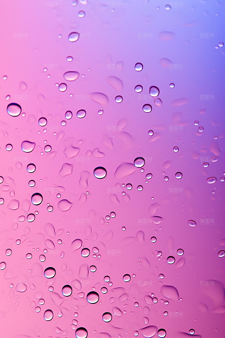 彩色雨滴质感透明背景图