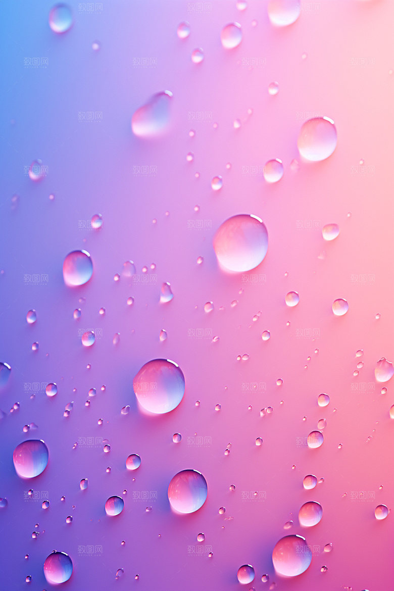 彩色雨滴透明质感背景图
