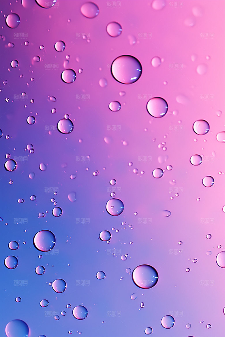 彩色雨滴透明质感背景图