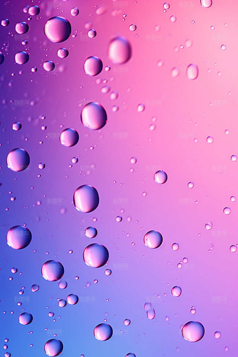 彩色雨滴透明通透背景图