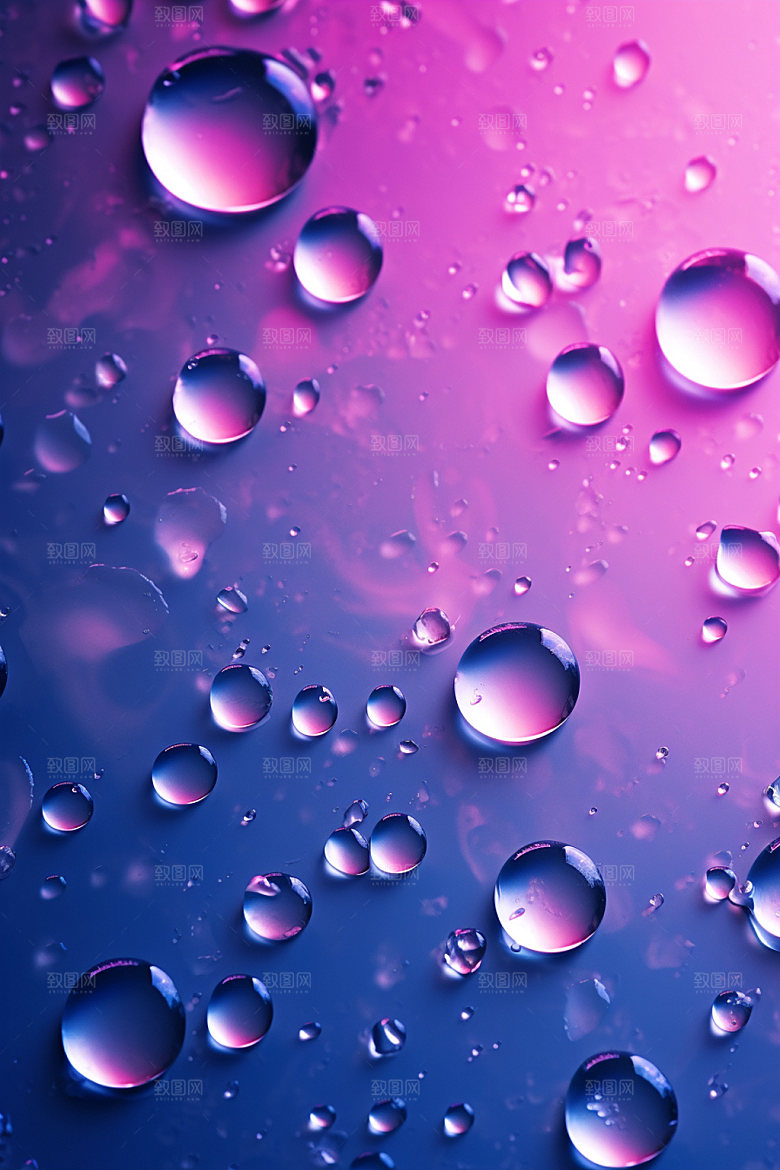 彩色雨滴水滴元素背景图