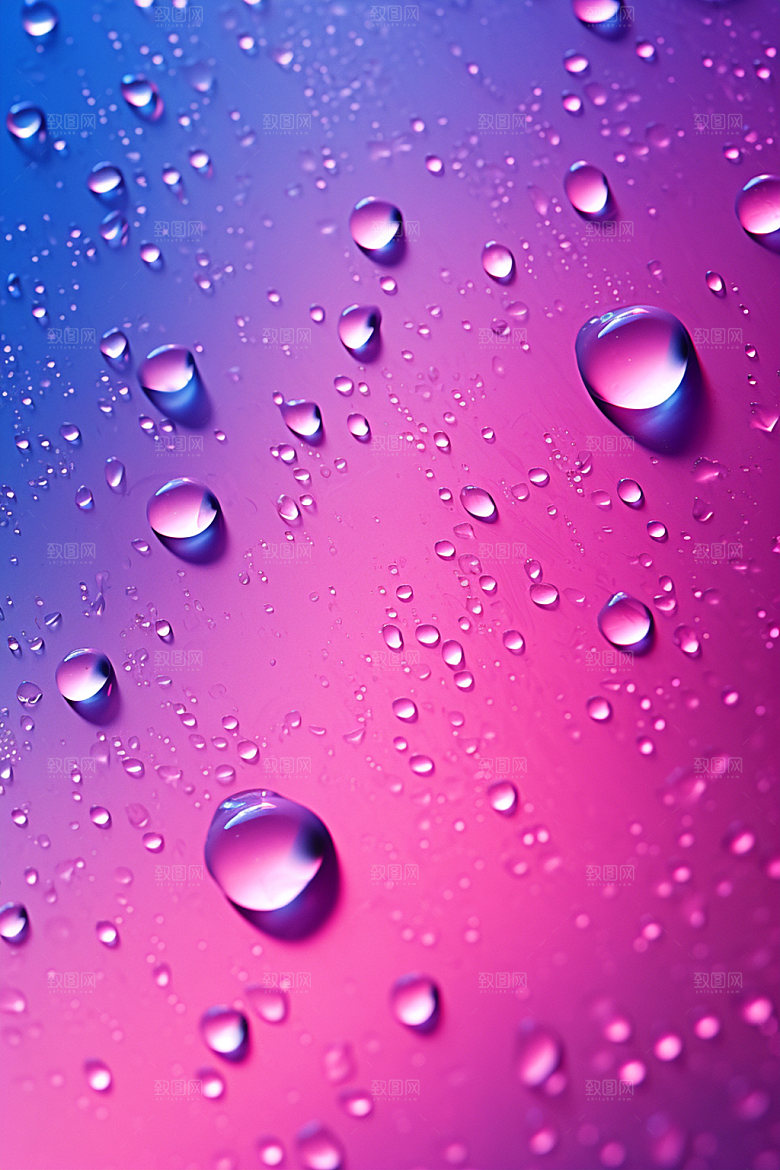 彩色雨滴通透元素背景图