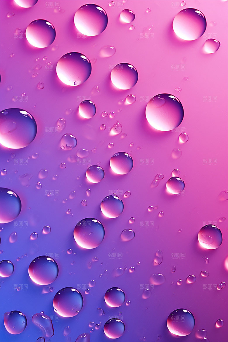 彩色雨滴透明水珠背景图
