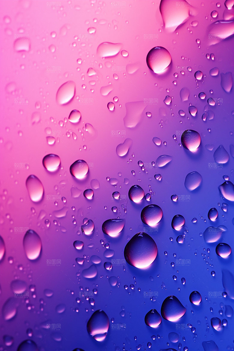 彩色雨滴水滴通透背景图