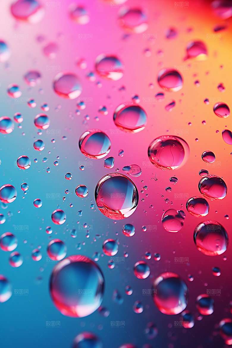 彩色雨滴质感通透背景图