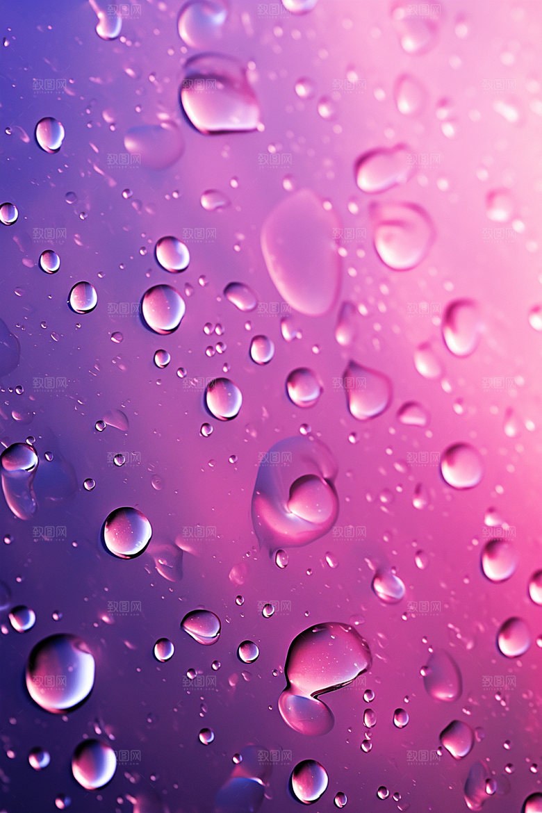 彩色雨滴通透水滴背景图