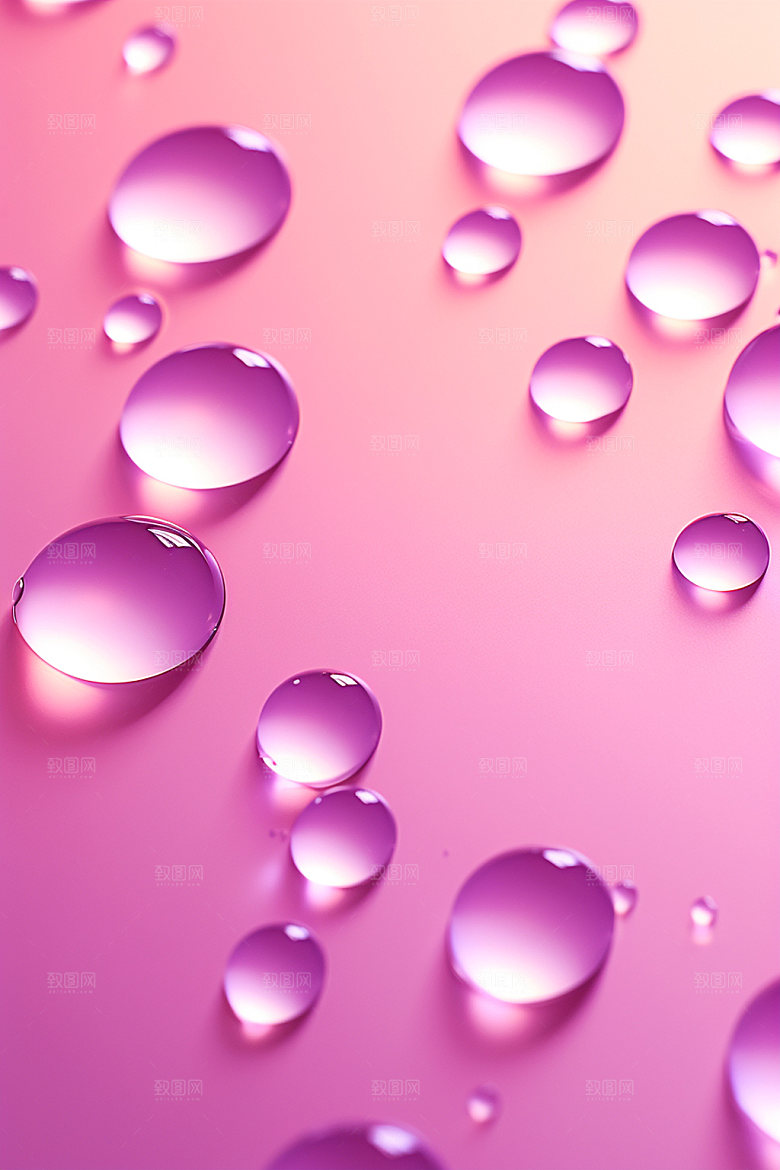 彩色雨滴水珠透明背景图