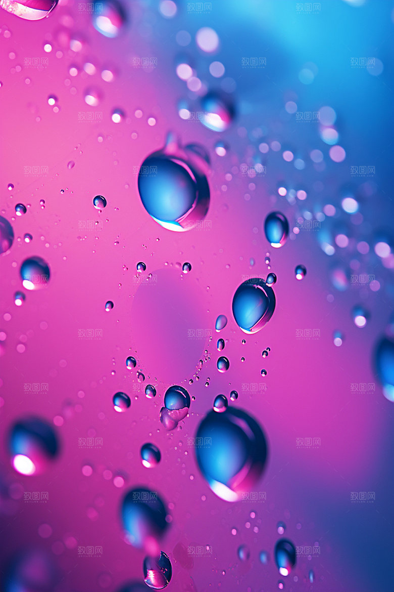 彩色雨滴通透质感背景图